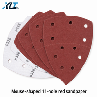 Feuilles de ponçage triangulaires rouges personnalisées, 11 trous, en oxyde d'aluminium rouge, avec fixation Velcro, pour ponçage de précision, grain P60-P2000, pour ponçage mural, OEM