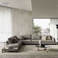 Canapé modulaire en tissu de luxe moderne, canapé d'angle incurvé avec table d'appoint, meubles de salon