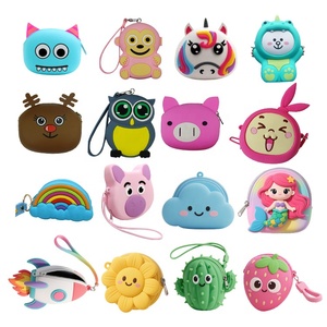 Manufacturer Custom Mini Silicone Rubber Kawaii Kids Coin <b>Purse</b> Keychain Small <b>Cute</b> Cartoon Animal Zipper Backpack Coin <b>Purses</b> - Product Image 3