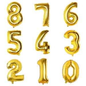 Palloncini in Alluminio Ecologici con Numeri da 0 a 9, 16/32/40 Pollici, Oro e Argento, per <span class=keywords><strong>Compleanni</strong></span>, San Valentino, Lauree - Product Image 1