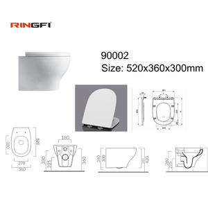 Inodoro suspendido moderno con bidé oculto, tanque de agua empotrado, cerámica sanitaria hidráulica con descarga giratoria - Product Image 4