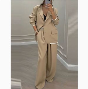 Nouvel ensemble de vêtements pour femmes automne-hiver : <span class=keywords><strong>veste</strong></span> à manches longues élégante et <span class=keywords><strong>pantalon</strong></span> décontracté à jambes larges - Product Image 4