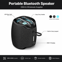 Speaker Nirkabel Portabel Desain Baru 2026 dengan Dudukan Ulir 1/4, Lampu RGB, Radiator Pasif, Bass Dalam, Grosir