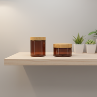 Pot en plastique 120 ml 250 ml, pot cosmétique transparent givré avec couvercle en bois clair