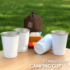 Juego de 4 Tazas de Acero Inoxidable 304 para Camping, Picnic, Barbacoa, Montañismo, para Agua, Té, Leche, Café - Product Image 1