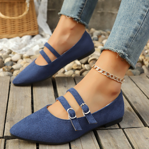 Scarpe Basse da Donna Arancioni <span class=keywords><strong>con</strong></span> Punta a Spillo e Cinturino a T - <span class=keywords><strong>Ballerine</strong></span> Comode <span class=keywords><strong>con</strong></span> Fibbia Regolabile per Ufficio e Feste - Product Image 2