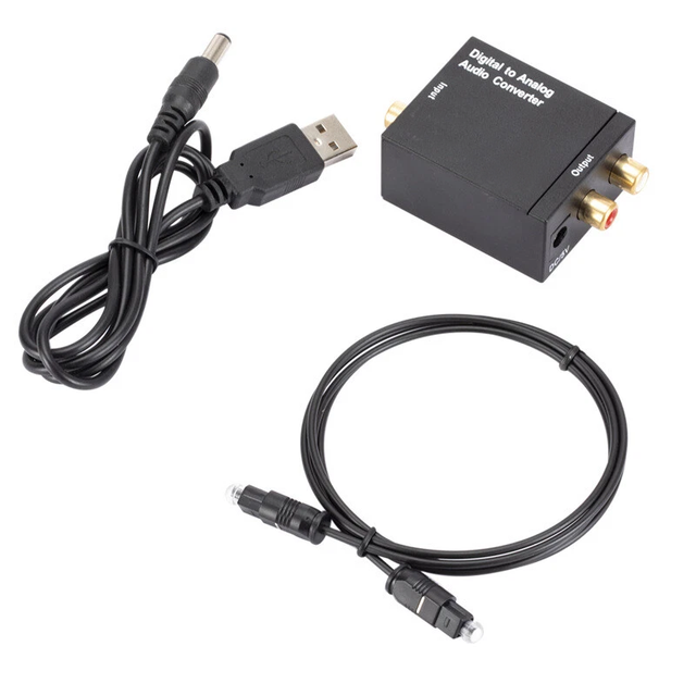 Digital to Analog Optical Coaxial Audio Converter signal Audio Line Receiver with 3.5 Amplification Power Decoder