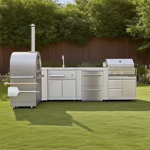 Custom Modern Luxury 304 Stainless Steel Outdoor Kitchen <strong>BBQ</strong> Grill Modular Outdoor Kitchen for Dining Mall Use with Appliances - Product Image 2