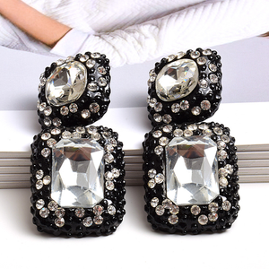 Pendientes de Metal cuadrados con diamantes de imitación brillantes para mujer, aretes colgantes de alta calidad, accesorios de joyería de cristal para mujer - Product Image 3