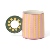 Nouvelle collection d'été de Chine continentale : Tasses en céramique style nordique peintes à la main, colorées, à motifs ondulés et rayures, pour la rentrée scolaire
