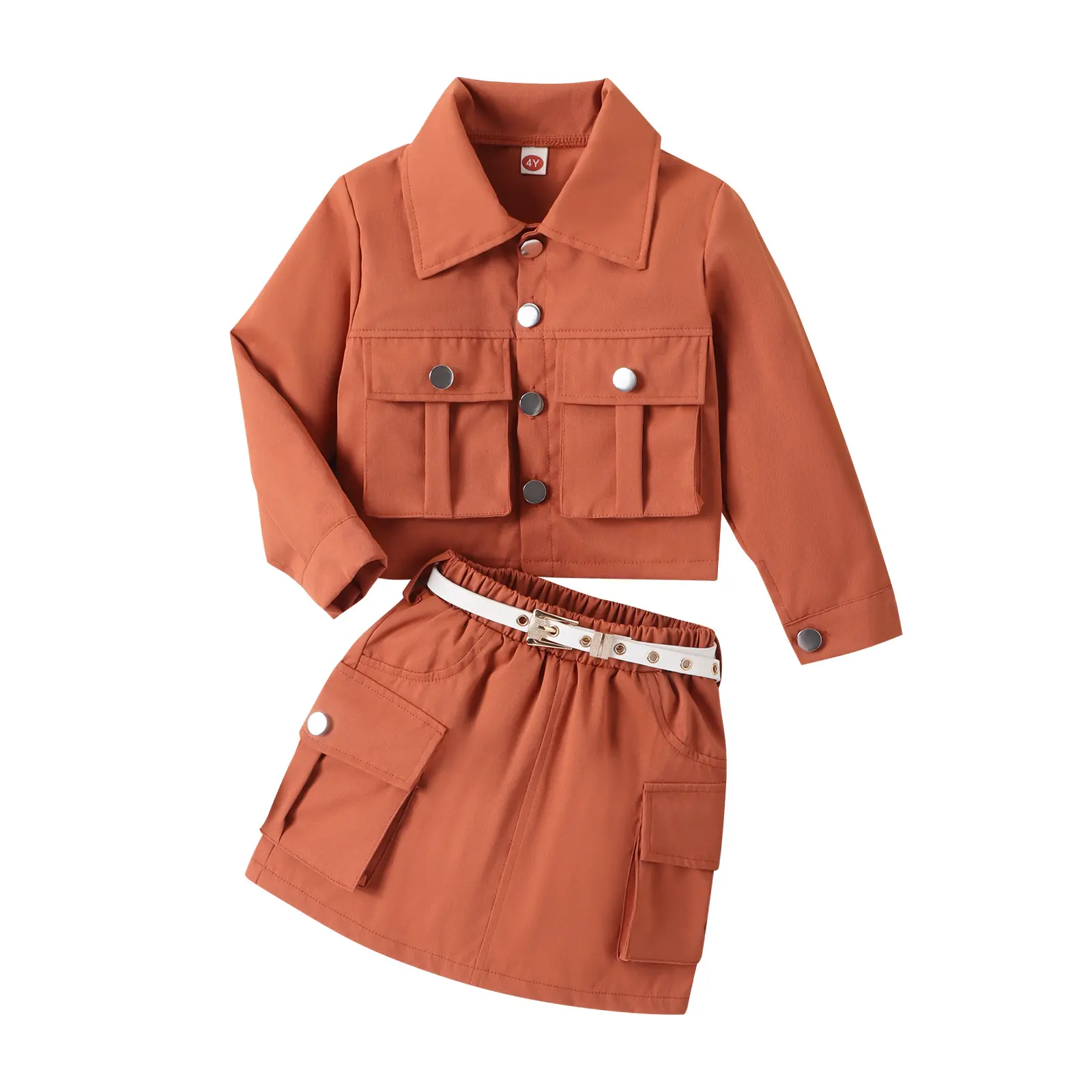 New fashion toddler girls clothing solid lapel coat tops match skirt boutique two piece children's wear kids suits