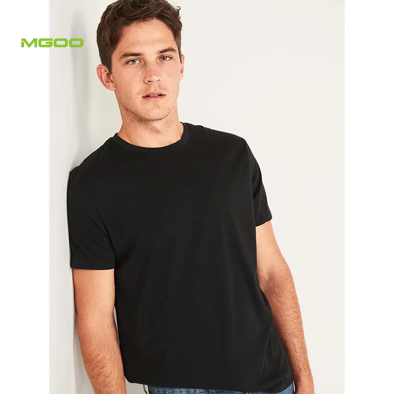 Pure black medium size shaping hard guy handsome pure cotton popular preferred T-shirt