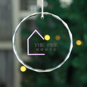 High Quality Handmade Round Shape Crystal Ornament UV Printing Crystal Glass Christmas <b>Tree</b> Decoration Ornament - Product Image 3