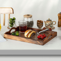 Nampan Sajian Kayu Walnut Persegi Gaya Vintage 27-27.9cm Warna Solid Desain Minimalis Modern
