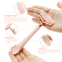 Rouleau de rajeunissement de la peau en forme de Y, rouleau de massage 3D anti-rides pour le visage en quartz rose et jade, Japon