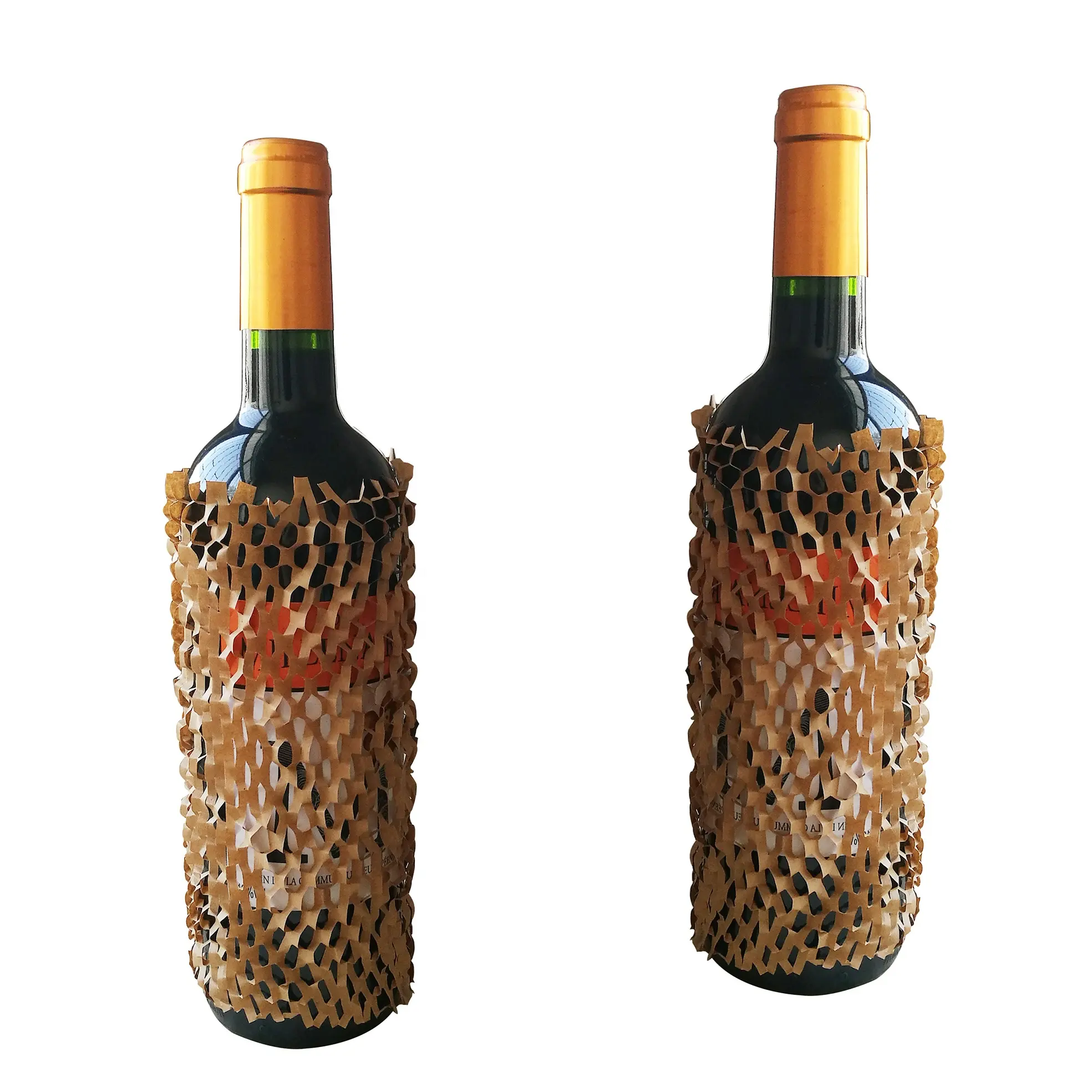 Nouveau filet d'emballage en papier nid d'abeille protecteur de bouteille de vin de 20x8cm