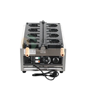 Macchina per bruciare la testa di <span class=keywords><strong>cane</strong></span> a quattro griglie elettrica 220V popolare nuovo Muffin Waffle Taiyaki Gas attrezzature Snack macchine - Product Image 5