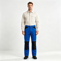 Pantalon de travail cargo multi-poches personnalisé OEM, avec blocs de couleur et genoux renforcés, vêtement de sécurité pour la construction et l'industrie