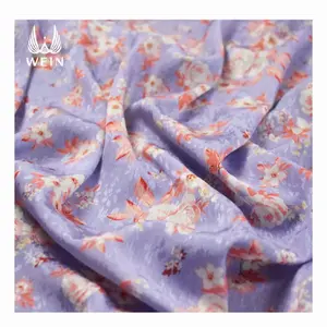 WI-J13 woven jacquard crinkle chiffon vintage green small floral print fabric customised fabric digital printing