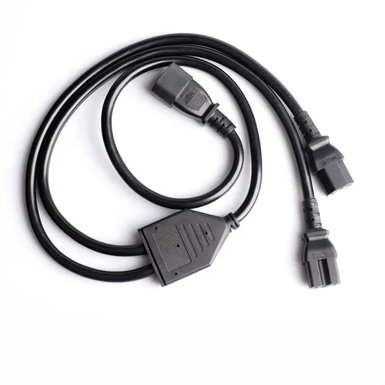 1m schwarz C15 zu dual C14 3 prong y splitter kabel power verlängerung kabel H05VV-F 3G * 0,75 mm2