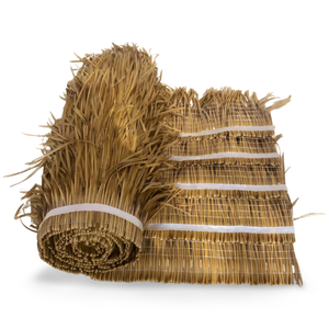 Tuiles de toit en feuilles de palmier synthétiques écologiques à longue durée de vie, fixation par fil barbelé et feuille d'aluminium - Product Image 1