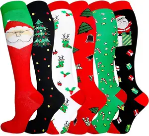 Whale Wholesale 20-30 mmhg Graduated Flight Christmas Running Socks Sport Compression Socks