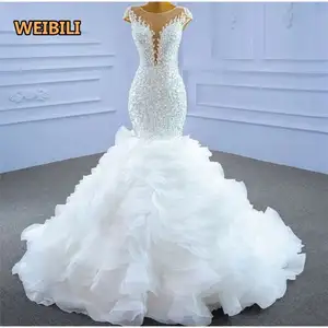S0132H 2023 new bride simple temperament sexy v-neck mermaid embroidery sweet wedding dress