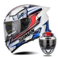Casque à double visière, casque en fibre de verre, casque intégral pour moto, casque de conduite toutes saisons