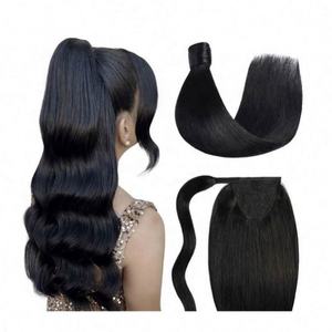 Queue de cheval brésilienne en cheveux humains vierges Remy, double épaisseur, fabriquée à la machine, prix de gros - Product Image 1