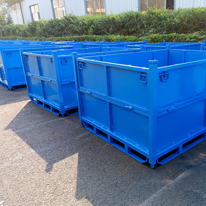 Boîte de stockage en acier pliable robuste Q235, empilable, 4 niveaux, conteneur de stockage, palette métallique, <span class=keywords><strong>cage</strong></span> de stockage d'entrepôt - Product Image 5