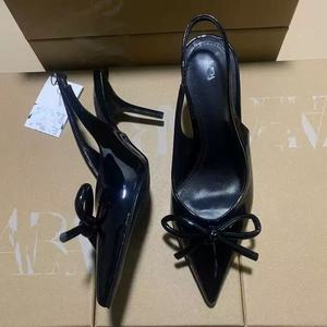 2025 nuevas sandalias vacías con espalda recta y lazo de charol y tacones <span class=keywords><strong>HHgh</strong></span> - Product Image 5