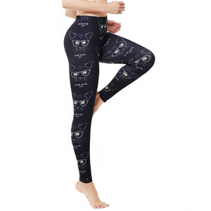 Leggings grande taille pour femmes, motif chat noir avec lunettes, nouvelle collection Halloween, pour saut en hauteur, HC-6062 - Product Image 5