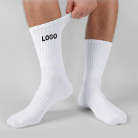 Chaussettes de sport classiques épaisses en coton personnalisées pour hommes, chaussettes blanches pour hommes avec logo personnalisé, mode sportive tendance