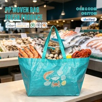 Herbruikbare PP geweven tas supermarkt groente fruit boodschappentas op maat logo groothandel verse tas duurzaam