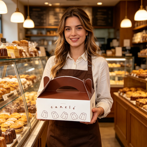 Boîtes à gâteaux personnalisées de haute qualité en gros, emballages en papier avec impression de logo, pour cupcakes, macarons, desserts, en carton blanc - Product Image 6