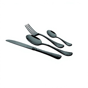 Collection de couverts de qualité supérieure 24 pièces Ensemble de couverts en acier inoxydable de haute qualité Ensemble de luxe de couleur noire - Product Image 1