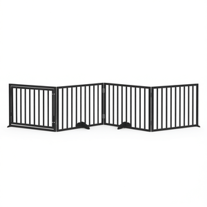Barrière pliable pour chien à 4 panneaux, 126 pouces, en bois de peuplier noir, pour usage intérieur - Product Image 1