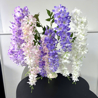 3 Guirlandes de fleurs artificielles de glycine violettes réalistes pour la décoration de plafond de centres commerciaux, hôtels, maisons, fêtes et mariages