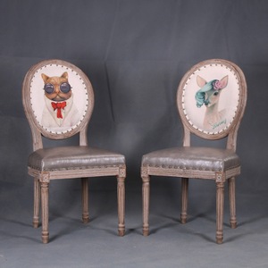 Chaise <span class=keywords><strong>Louis</strong></span> <span class=keywords><strong>XVI</strong></span> de style français à dossier rond en bois massif de conception vintage pour salle à manger et restaurant - Product Image 6