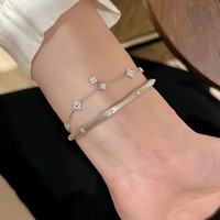 Bracelet jonc vintage en argent 925 plaqué or, zircon brossé exquis pour femmes
