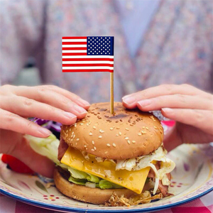 Biểu Tượng Tùy Chỉnh Cờ Tăm Tăm Đảng Thực Phẩm Gỗ Tăm Cờ Mang Nhãn Hiệu Burger Bánh Hamburger Bánh Sandwich Cupcake Tăm Với Cờ - Product Image 4