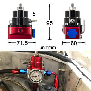 Kit de Regulador de Pressão de Combustível Ajustável de Alta Qualidade AN6 35-75 PSI com Conexões Vermelhas + Azuis e Linha de Óleo Universal FPR-005 - Product Image 6