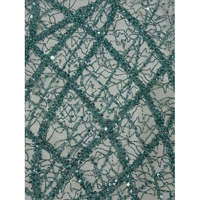 Nouvel arrivage de tissu de dentelle verte de luxe avec de lourdes paillettes de perles de broderie pour les robes de robe de mariée Designer de paillettes de perles pour B