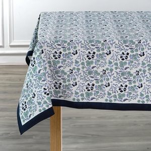 Mantel con estampado de bloque de mano de poliéster 100% azul de acero, decoración lavable para el hogar para Halloween, Acción de Gracias, Navidad para hoteles - Product Image 5