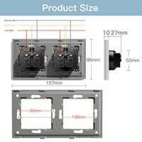 Prise murale double Schuko MVAVA, norme européenne, cadre en plastique, 16A, avec 2 ports USB-C