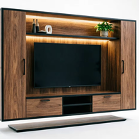 Meuble TV mural flottant laqué brillant avec tiroirs, taille personnalisée pour chambre et bureau