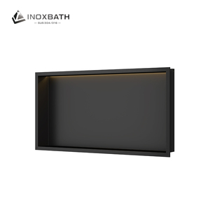 <span class=keywords><strong>Niche</strong></span> <span class=keywords><strong>de</strong></span> douche murale rectangulaire en acier inoxydable 304, finition brossée, avec une seule étagère longue - Product Image 4