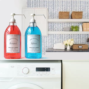 <span class=keywords><strong>2</strong></span> litre 67.6 oz büyük kapasiteli şeffaf <span class=keywords><strong>PET</strong></span> plastik yuvarlak sabun çamaşır şişesi pompaları ile deterjan sıvısı için kumaş yumuşatıcısı - Product Image 6