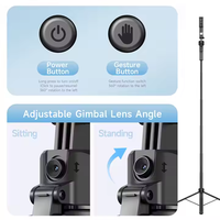 C17 Ai Face Tracking 64in 1.63M Gimbal Selfie Stick 360 °   Trépied en acier inoxydable réglable et détachable pour TikTok et le streaming