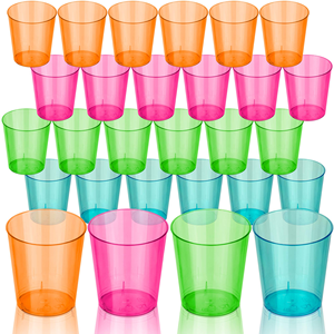 Verre à shot miniature en plastique de 1 oz avec couleur, design élégant pour mariage ou fête - Product Image 4